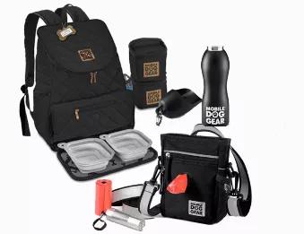 <p>Our Mobile Dog Gear bundle packs now make it easier to travel with your dog and everything they will need for your next outing! This bundle pack comes with three amazing pieces that every traveling dog owner needs, Day/Night 6 Pc Walking Bag, Deluxe Quilted Weekender Backpack and 25 Oz Water Bottle! Walking Bag: large main compartment, separate pocket and dispenser for a roll of dog waste bags, water resistant material, reflective trim, mesh pocket for water bottle, and removable reflective s