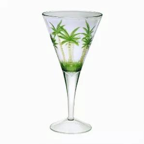 Acrylic Wine glass - V shape Palm Tree Design 14 oz. Set of 4