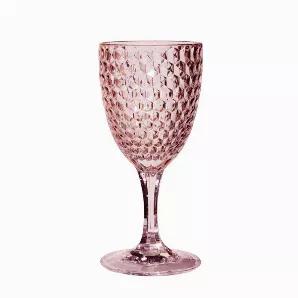 Acrylic Diamond Cut Wine Glass - Pink 12 oz. Set of 4