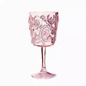 Acrylic Paisley Wine Glass - Pink 13 oz. Set of 4