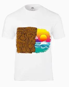 100% Cotton T-shirt with Tropical Graphic Design