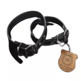 The Ostrich-Embossed Leather Dog Collar is embossed in an ostrich pattern on Vegan leather with Antique silver hardware. <br><br>