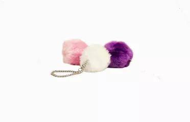 Fashionable furry buzzer series for children and women, can be used as accessories. Available in three different colors (Pink, Purple and White).  Pull out the pin to activate the alarm. Includes 3 - 1.5V LR44/AG13 button cell batteries