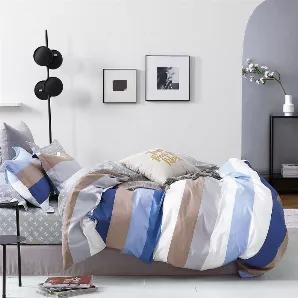 Contemporary and Modern Series. <br>
Casual and sporty comforter which is easy go with any kind of room decor! <br>
Pattern: Striped . Material: Shell 100% Cotton. Filling 100% down alternative polyfill 270gsm. <br>
Dimensions: King comforter : 106"*90", Queen/Full comforter: 90"*90", Twin Xl comforter: 68"*90". Pillow sham for King:36"*20"+2"flange. Pillow Sham for Queen/Full, Twin XL: 26"*20"+2" flange. <br>
Set includes: 1 comforter and 2 Pillow shams, Twin/Twin XL 1 pillow sham. <br>
Care in