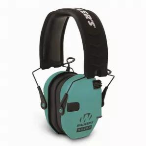 The Walker's Razor Slim Electronic Muffs feature Ultra Low Profile Ear Cups with rubberized coating, two Hi Gain Omni Directional Microphones, comfort headband w/ metal wire frame, sound dampening composite housing, full dynamic range HD speakers for clear balanced sound, independent volume controls, an audio input jack, and sound activated compression with a 0.02 second reaction time.