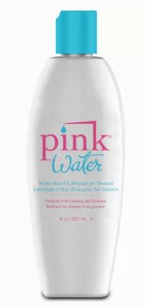 PINK Water is our high-quality purified water-based lubricant that feels amazingly like your own natural moisture. It provides the long-lasting glide of silicone, but also offers a wetter, delicate texture that is easy to rinse away and never sticky. We added extracts of Aloe Vera and Oat to repair tissues and minimize irritation, and Ginseng and Guarana to heighten sensation and increase blood flow.<br>
Unscented<br>
Water Based<br>
Hypoallergenic<br>
Fortiﬁed with Special Botanicals<br>
Safe