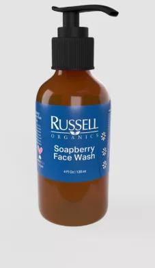 The Russell Organics Soapberry Face Wash is a truly luxurious formulation of botanical oils and extracts that work synergistically to gently cleanser the skin. This foaming cleanser contains gentle, skin-softening surfactants that remove makeup and other debris without drying or causing irritation. It is appropriate for all skin types but especially targeted for sensitive and dry skin types.<br> So what is Soapberry? Sapindus Mukurossi Fruit Extract, more commonly known as Soapberry, is derived 