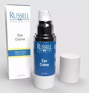 The secret to beautiful eye contour? Using the Russell Organics Eye Creme. With botanical ingredients specifically chosen to combat the key issues for the eye area - wrinkles, loss of elasticity, puffiness, and hyper-pigmentation, our eye creme restores and relaxes this most delicate region of the face.<br> How to reduce baggy eyes or dark circles? This is typically due to a number of issues; hydration, wellness, diet, and skin care. Drinking plenty of fluids during the day helps to hydrate the 