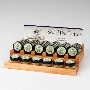 Attract Customers to these Solid Perfumes by displaying them in our beautiful

Handcrafted in VT wooden display. <br>

Our Display comes full with 30 Solid Perfumes - 5 each of 6 different scents. <br>

We include a free tester with each scent.