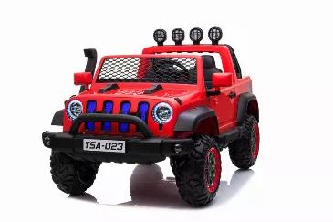 Length: 62.00
Width: 37.00
Height: 36.00
A new version of our iconic 12V Off Road has arrived on our website! This Jeep-style Ride on Car with top lights promises to give a lot to talk about for its impressive design but also for its unbeatable features: 2.4G long-distance remote control, 24V battery, multi-functional music board with bluetooth, music player, USB ... and above all many lights! It also has a rear trunk to store your belongings and those of your companion on your funniest excur