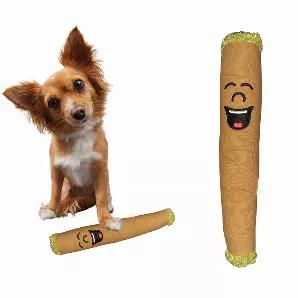 Meet “B"! His eyes are always closed because he’s blunted all the time! He is made of durable canvas and has a built-in squeaker.  He is great for light play or as a funny photo prop. Image your pet with his own 10" blunt! <br> Note: B is not a chew toy. Fabric, stuffing and squeakers are not made to be chewed, swallowed or ingested. Pets must always be supervised. Inspect toys frequently. Replace worn or damaged toys. This product (nor any product sold by PAW:20) is intended to be eaten or 
