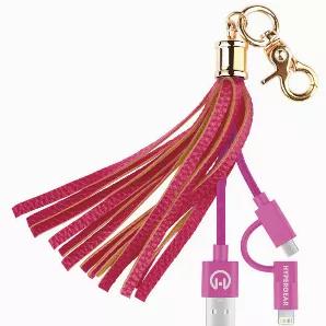 Hello Gorgeous MFI Hybrid Cable Tassel Key Chain - Pink<br> <br><br> Compatibility:<br>