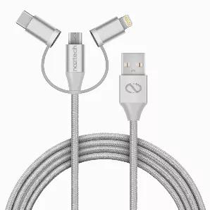 Naztech 3X1 Micro Lightning & USB-C Charge/Sync 6ft Cable <br> Most multi-device users have to carry around different charging cables. The 3-in-1 Hybrid provides a single cable for USB-C, Lightning and Micro USB devices. Integrated adapters offer quick and seamless transformations, changing the cable connector from Micro USB to Lightning to USB-C in a snap. It's the perfect all-in-one cable solution. One cable, any device. <br><br> Special Features:<br> 3-in-1 Functionality<br> MFi Certified for