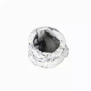 Resin food and water bowl with black and white marbled design.