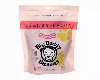 <p data-mce-fragment="1">Let's face it: your dog loves bacon as much as you do. You'll never have to sneak your pup snacks under the table again with our all-natural turkey bacon dog biscuits. Our bacon biscuits are made with certified organic whole wheat flour, all-natural turkey bacon, and local eggs straight from the farm. Try this all-natural, healthy alternative to letting your dog eat people food! 8 oz</p><p data-mce-fragment="1"><strong data-mce-fragment="1">Guaranteed Analysis</strong><b