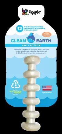 Now you and your dog can help remove waste plastic from the environment ... one toy at a time! <br> Clean Earth Heavy Duty chew toys are made from 100% Recycled plastic water bottles. <br> Each toy redirects waste from up to 12 plastic water bottles from ending up in oceans, waterways and landfills. <br> Clean Earth chew toys are super-durable and and feature Chicken Flavoring your dog will love. <br> Not only are Clean Earth toys recyclable, but each toy can be recycled when you dog is done pla
