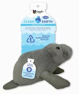 Now you and your dog can help remove waste plastic from the environment ? one toy at a time! Clean Earth plush toys are made from 100% Recycled plastic water bottles, including the fabric, stuffing, binding and thread. Each toy redirects waste from up to 9 plastic water bottles from ending up in oceans, waterways and landfills. Clean Earth plush toys includes a built-in squeaker and durable construction. Not only are Clean Earth toys recyclable, but each toy can be recycled when you dog is done 