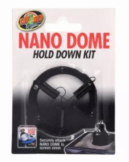This hold down kit is intended for use with the Zoo Med LF-35 Nano Dome Lamp Fixture. The hold down kit securely attaches the Nano Dome Lamp Fixture to your screen cover.