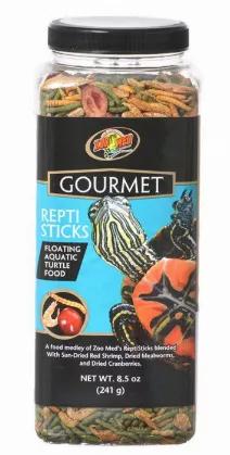 Gourmet ReptiSticks add a nice high protein treat to your turtle's diet. The floating aquatic turtle food includes dried shrimp, mealworms, cranberries, fish meal, shrimp, and kale to simulate their natural diet and offer key vitamins and nutrients!