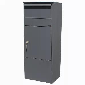 Allux 800 Mail/Parcel Box. Do you need more room? Our parcel mailboxes can easily hold up to two weeks of mail. Made of strong, galvanized steel it has a letter/parcel flap with soft closing mechanism: elegant and silent. Front mailbox retrieval door is fitted with a Ruko Lock. Parcel opening: 4-1/2" x 11-7/8" x 13"