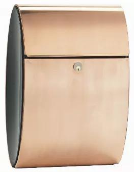 Allux Ellipse is an elegant, well designed mailbox which radiates elegance and quality. Its beautiful elliptical shape and convex sides give it a modern appearance. The mailbox has separate compartments for letters and newspapers. The Ellipse is made of copper and powder coated steel and comes with a ruko lock. Mail slot dimensions: 12-1/4" x 1-1/2"