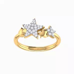 Add a touch of glitz and glam to your fingers with the Dazzling Star Cluster Ring. Crafted in 925 Sterling Silver, this ring features 100% natural, genuine diamonds. 0.14 carats of diamonds are used in a micro pave setting. This ring is plated in 14K Yellow Gold Vermeil, which gives the piece a long-lasting shelf-life. The ring thickness ranges from 2.8mm to 9.8mm. The ring is beautifully presented with the inspirational poem 'Dreamer' written by the LMJ founder <br>*Note: This piece is handmade