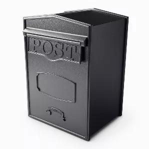 Mounted Through A Masonry Wall Or Fence, Mail Is Delivered Through The Front Flap And Retrieved From The Rear Lockable Secure Access Door. Mailbox Is Made From Solid Aluminum, Is Totally Waterproof And Has A Quality Black Enamel Finish. It Features A Large Capacity Secure Mail Storage Area With Lockable Rear Retrieval Door Which Is Supplied With 2 Keys. Rear Access Door Opening: W 7 In. X H 7.5 In. Incoming Opening: W 9 In. X H 2.5 In. Weight: 15 Lbs.