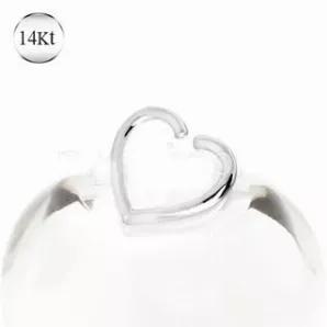 14Kt Solid White Gold Cartilage Earring Features A Smooth Seamless Heart Ring Style Jewelry Weights 1.1G 14Kt Gold Stamp Thickness : 16Ga | 1.2Mm Length : 5/16" | 8Mm Material : 14Kt Gold